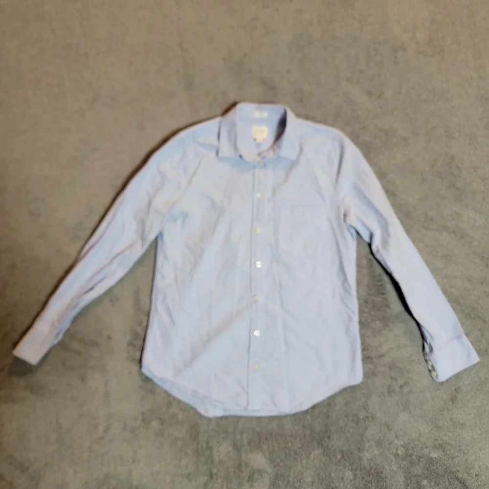 J Crew Mens Long Sleeve All Cotton Oxford Shirt Size XXS Boyfit Blue Casual